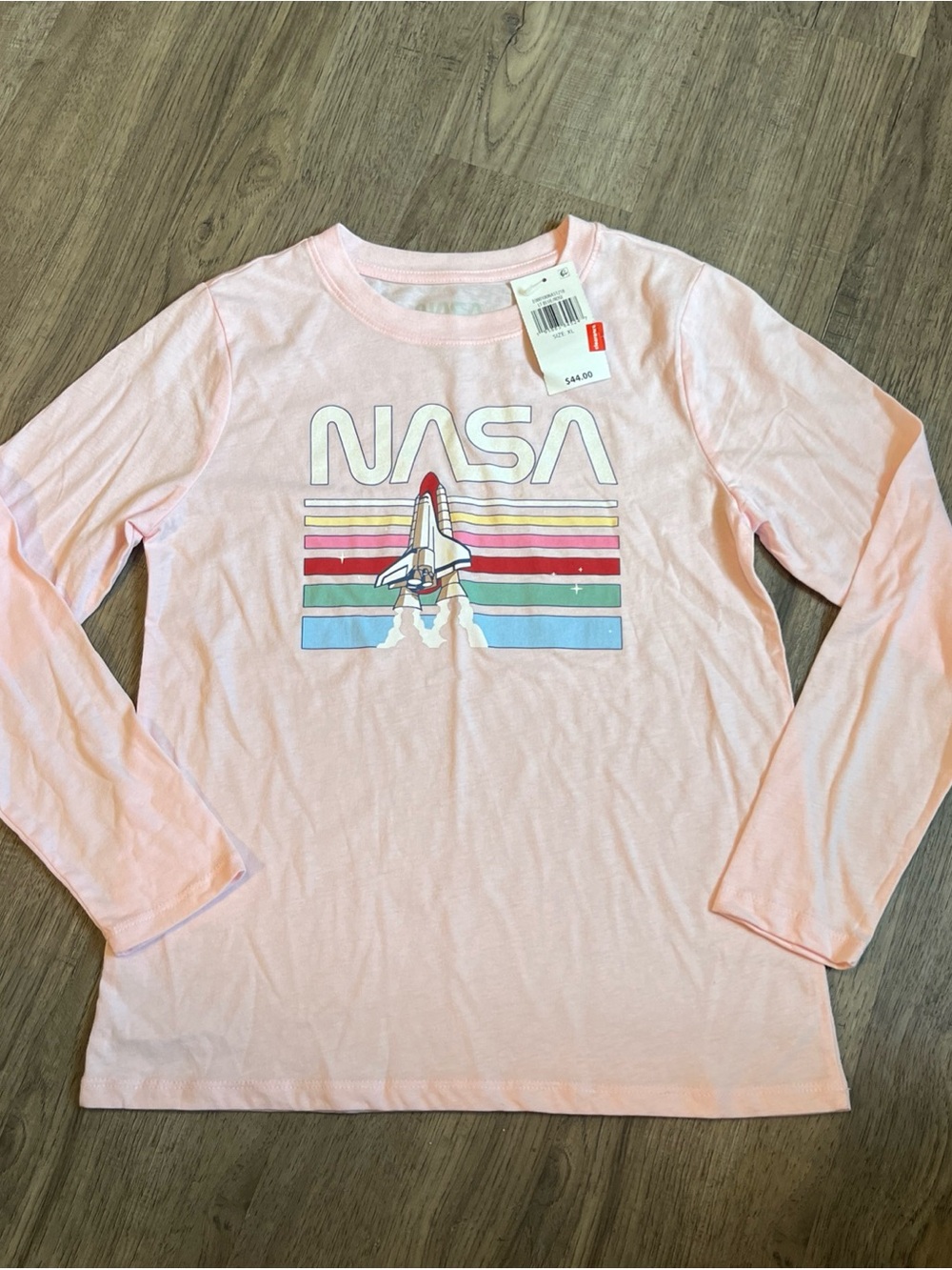 NASA Graphic Long-Sleeve Tee - Light Pink girls xl